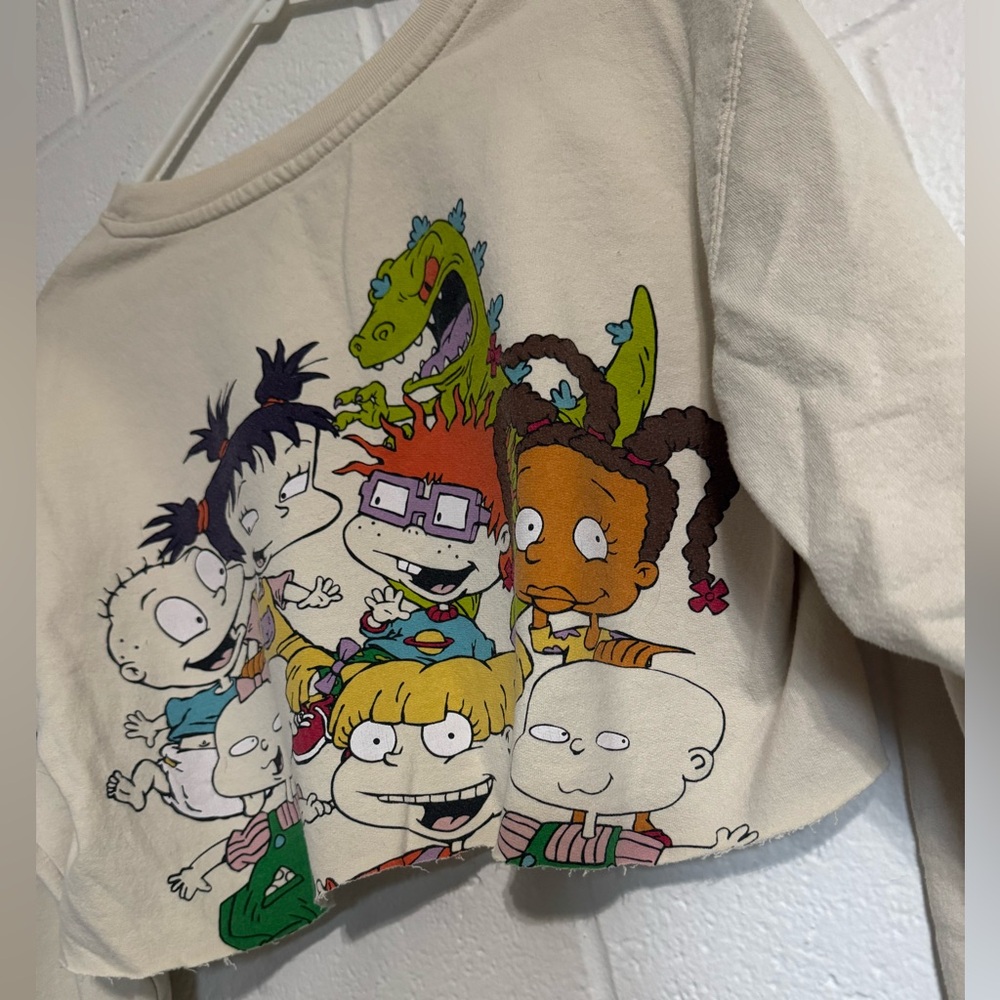 Nickelodeon Cream Long Sleeve Crop with Cartoon Characters